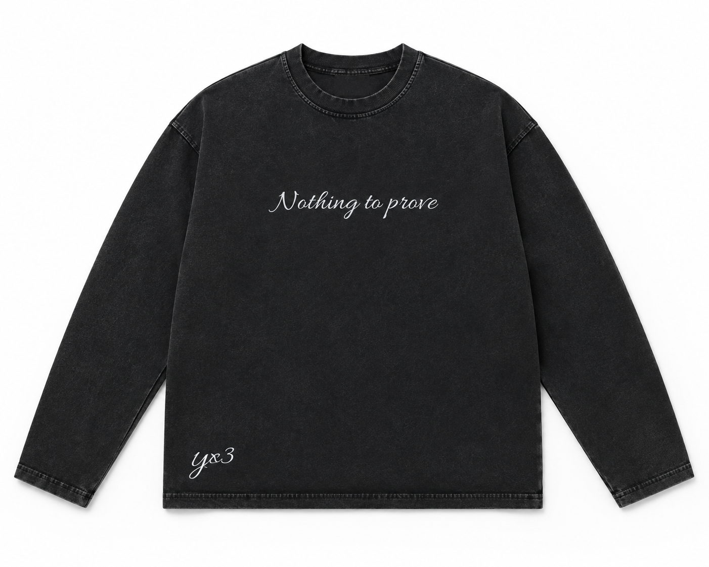 YCubed Premium Washed Oversized Long Sleeve Tee - Dark Grey