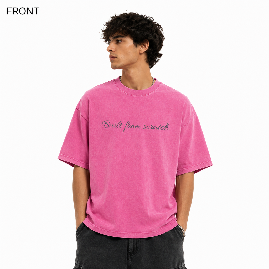 YCubed Built From Scratch™ Washed Oversized Tee (Pink)